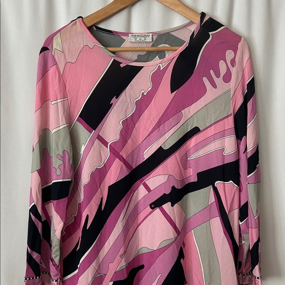 Averardo Bessi Pink/Gray Abstract Pattern Long Sleeve Tunic Shirt Top **Sz 16** - Picture 3 of 12